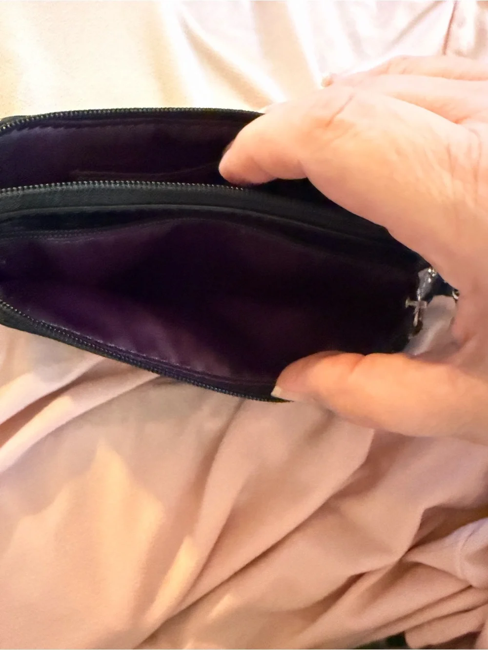 Coach Gray Wristlet with Silver Hardware and TWO pockets!